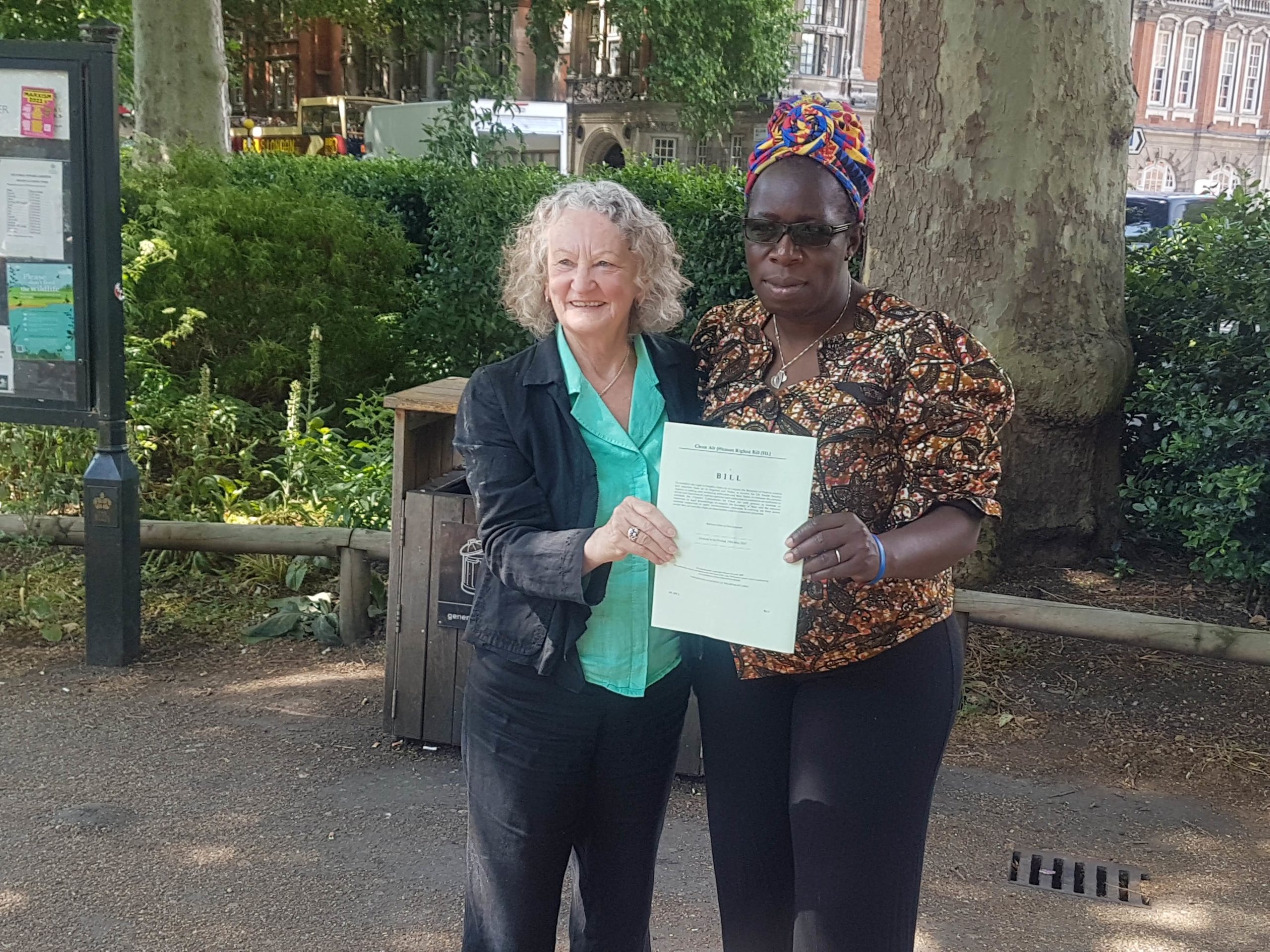 Baroness Jenny Jones and Rosamund Adoo Kissi Debrah launching the Clean Air Bill